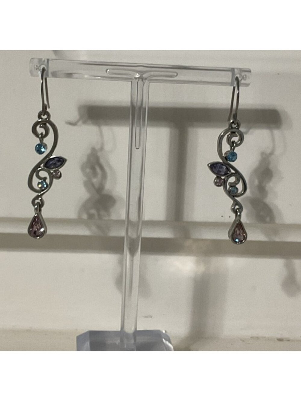 Filigree Crystal Teardrop Dangle Earrings Whimsigoth Fairycore Cottagecore Y2K